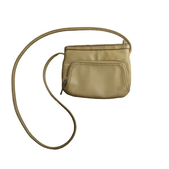 TIGNANELLO Women's Tan Genuine Pebble Leather Multi Pockets Handbag Crossbody - Picture 3 of 10